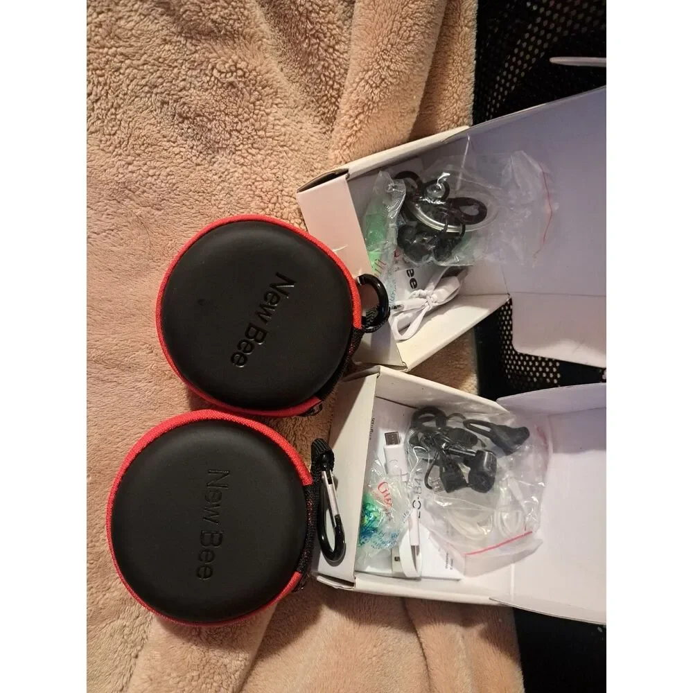 NIB - Get 2 NEW BEE Bluetooth Hands Free Driving/Work Headsets with Microphone